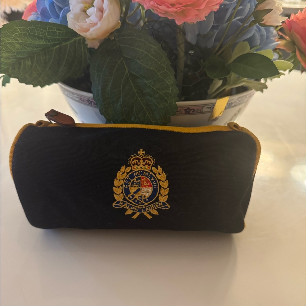 Ralph Lauren toiletry bag Black and Gold Embroidered Pouch